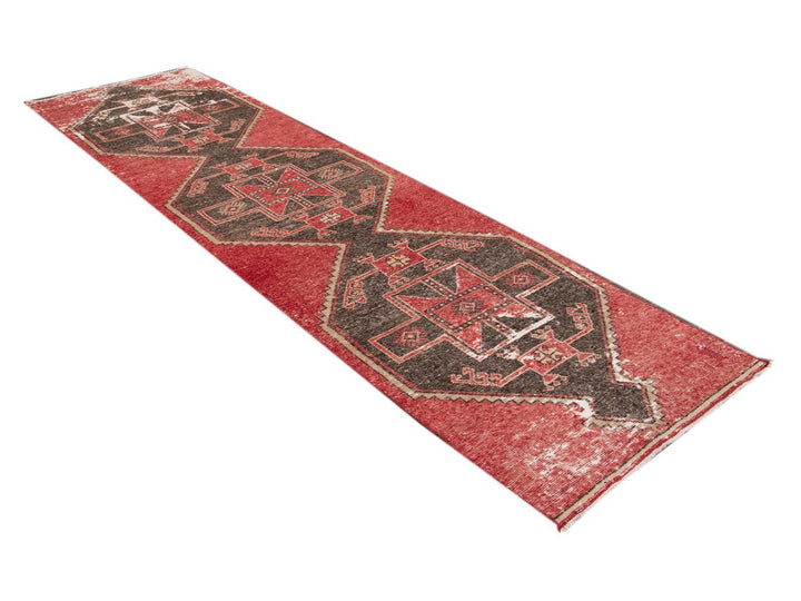 Vintage Turkish Geometric Wool Runner 3 X 11