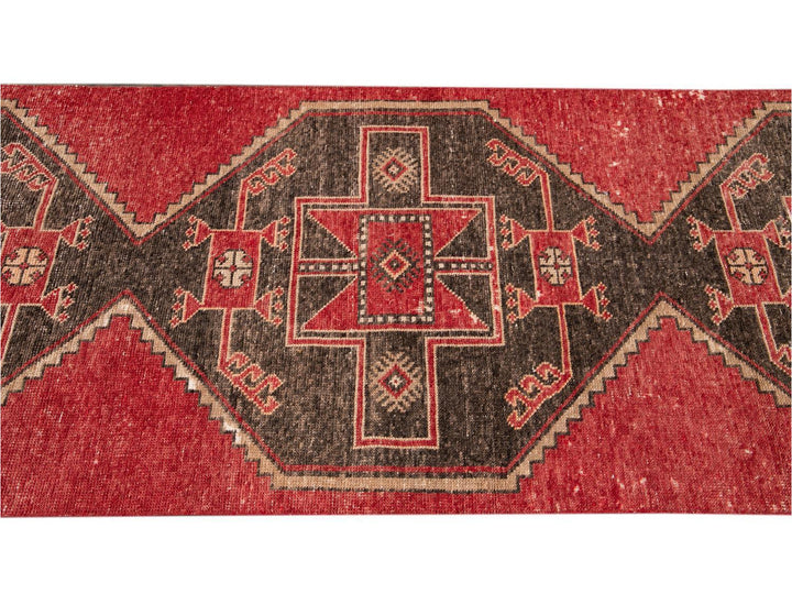 Vintage Turkish Geometric Wool Runner 3 X 11