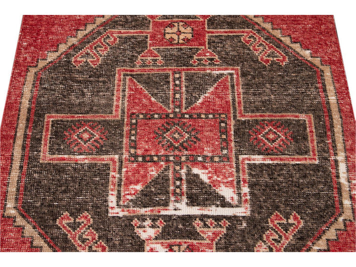 Vintage Turkish Geometric Wool Runner 3 X 11