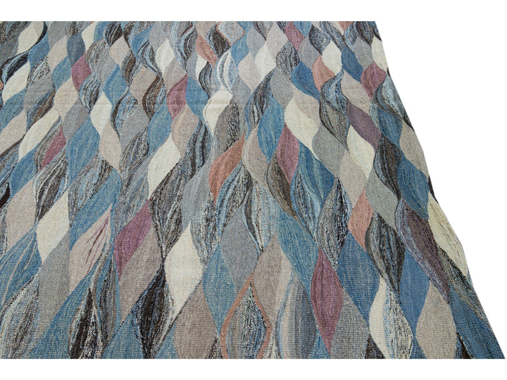 Modern Abstract Kilim Wool Rug 12 X 15