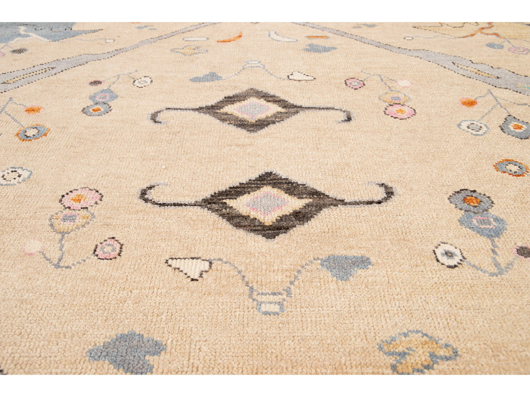 Modern Turkish Oushak Wool Rug 9 X 12
