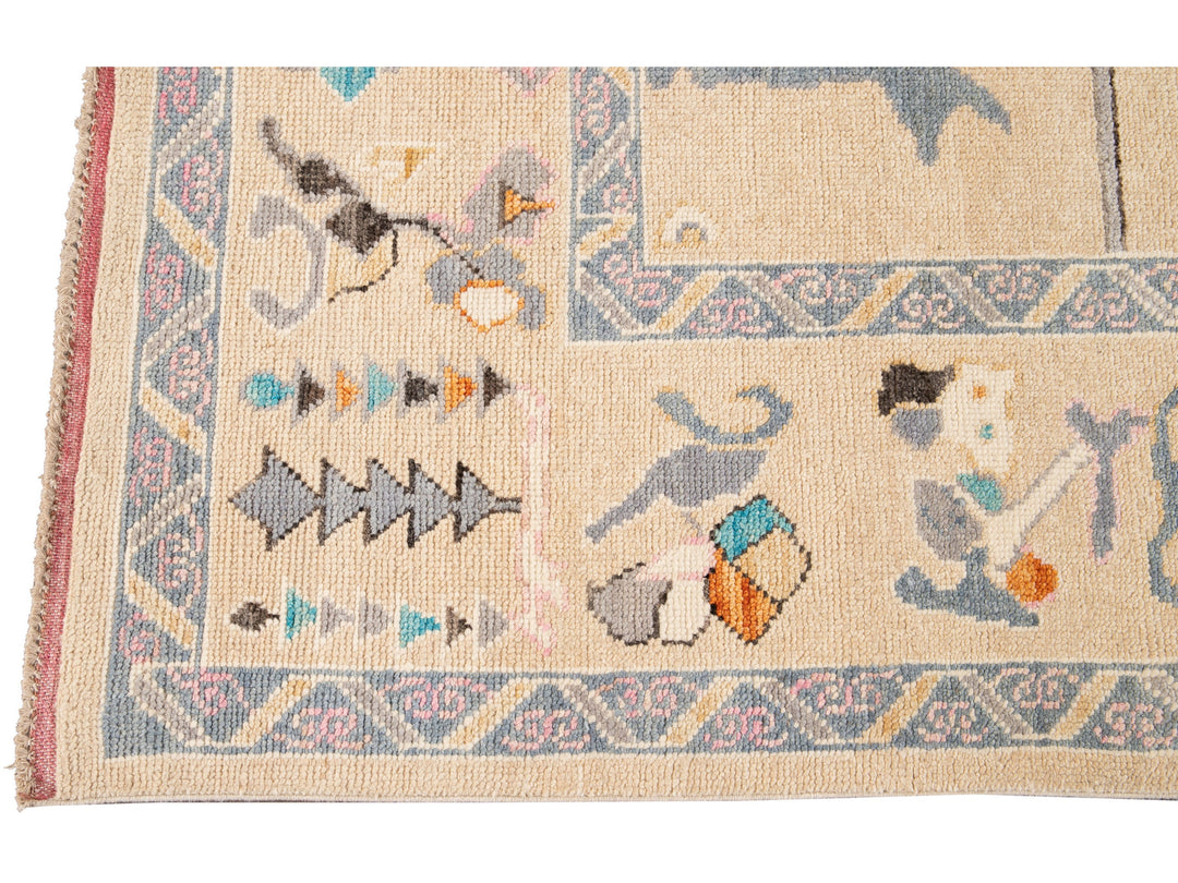 Modern Turkish Oushak Wool Rug 9 X 12