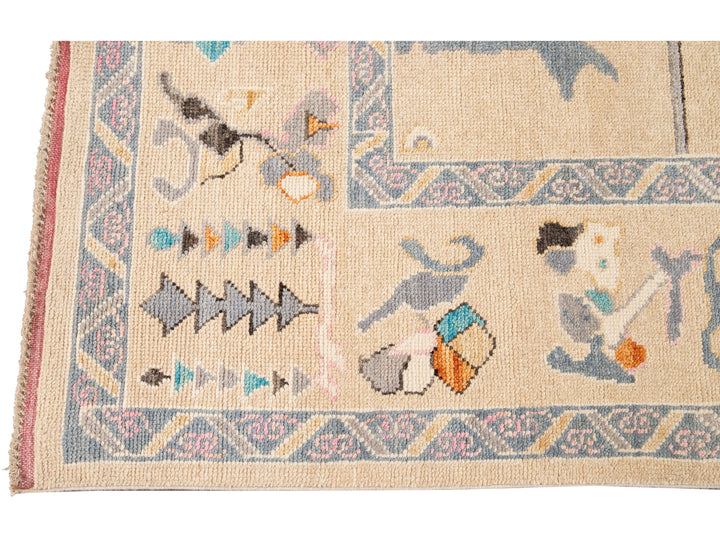 Modern Turkish Oushak Wool Rug 9 X 12