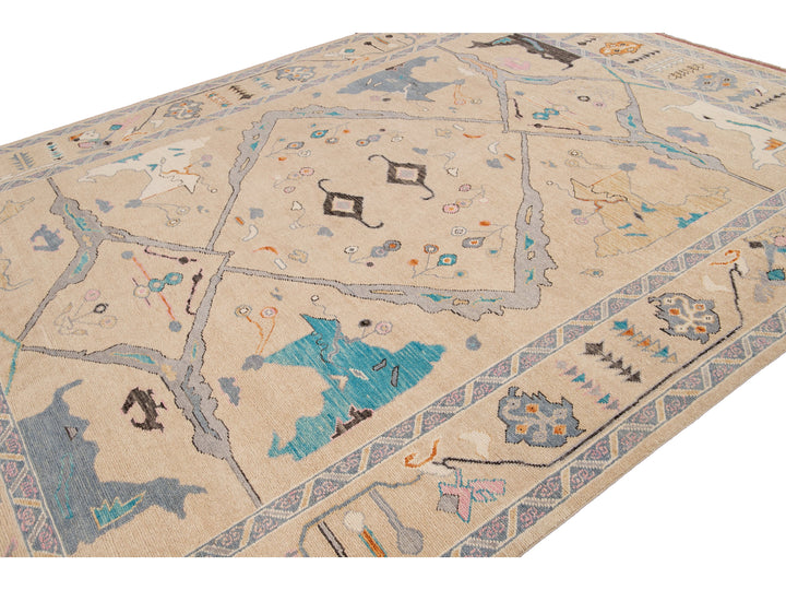 Modern Turkish Oushak Wool Rug 9 X 12
