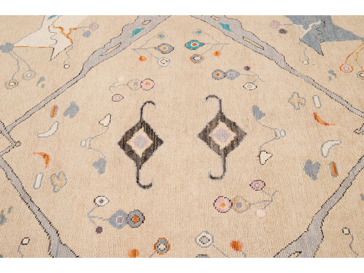 Modern Turkish Oushak Wool Rug 9 X 12