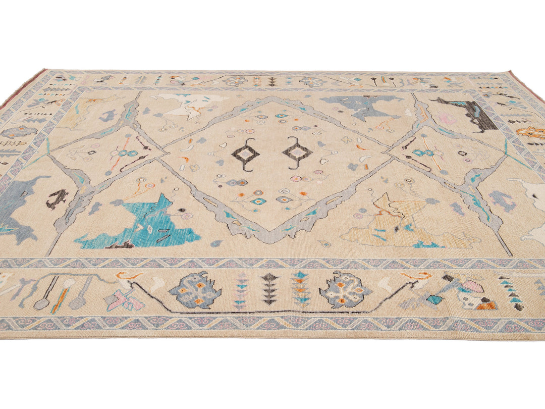 Modern Turkish Oushak Wool Rug 9 X 12