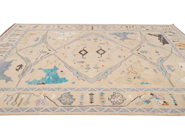 Modern Turkish Oushak Wool Rug 9 X 12