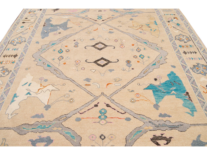 Modern Turkish Oushak Wool Rug 9 X 12