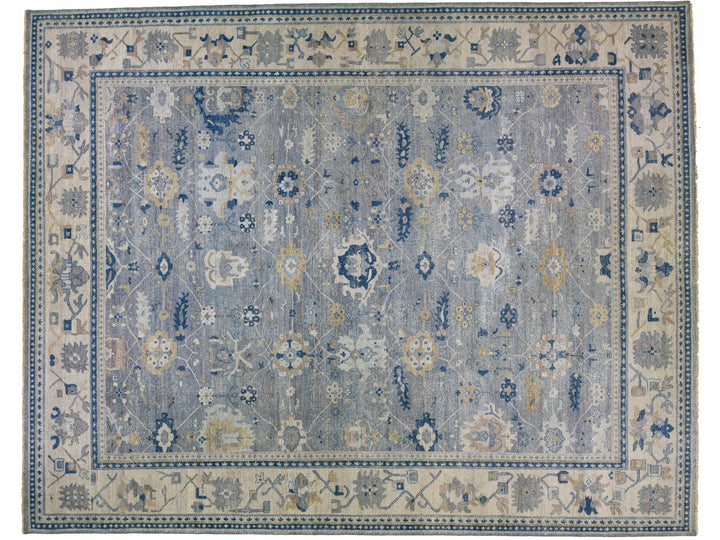 Apadana's Artisan Collection Handmade Allover Designed Gray Wool Rug