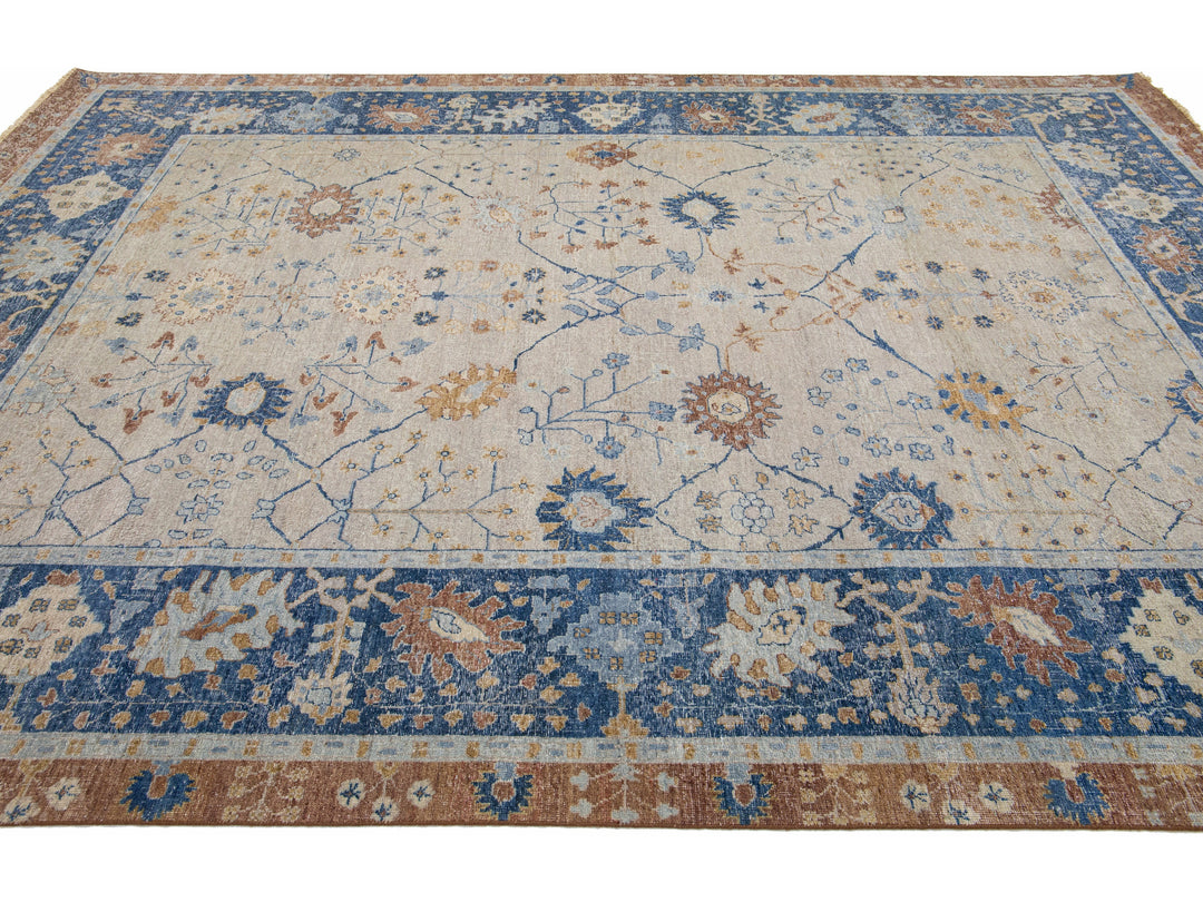 Modern Indian Wool Rug 9 X 12