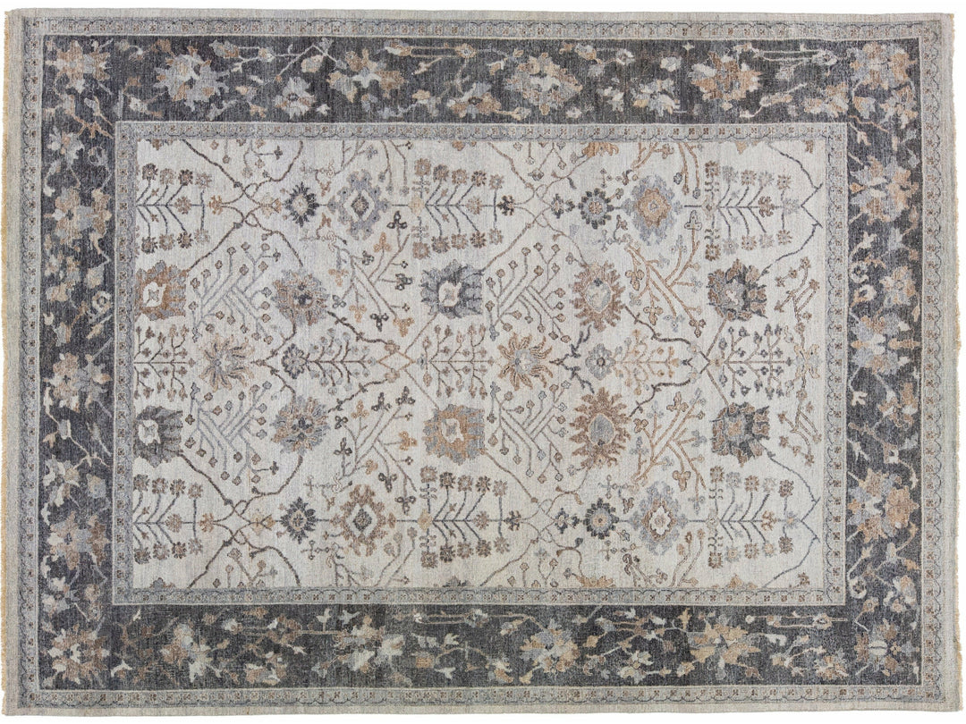 Gray Apadana's Artisan Collection Handmade Floral Wool Rug