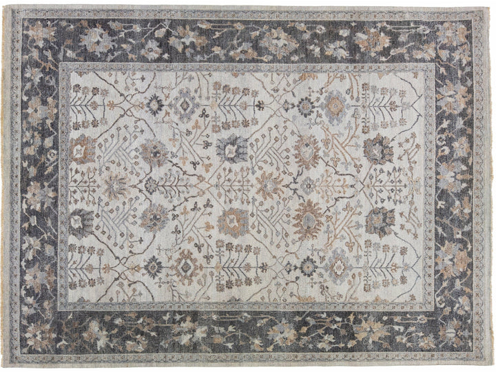 Gray Apadana's Artisan Collection Handmade Floral Wool Rug