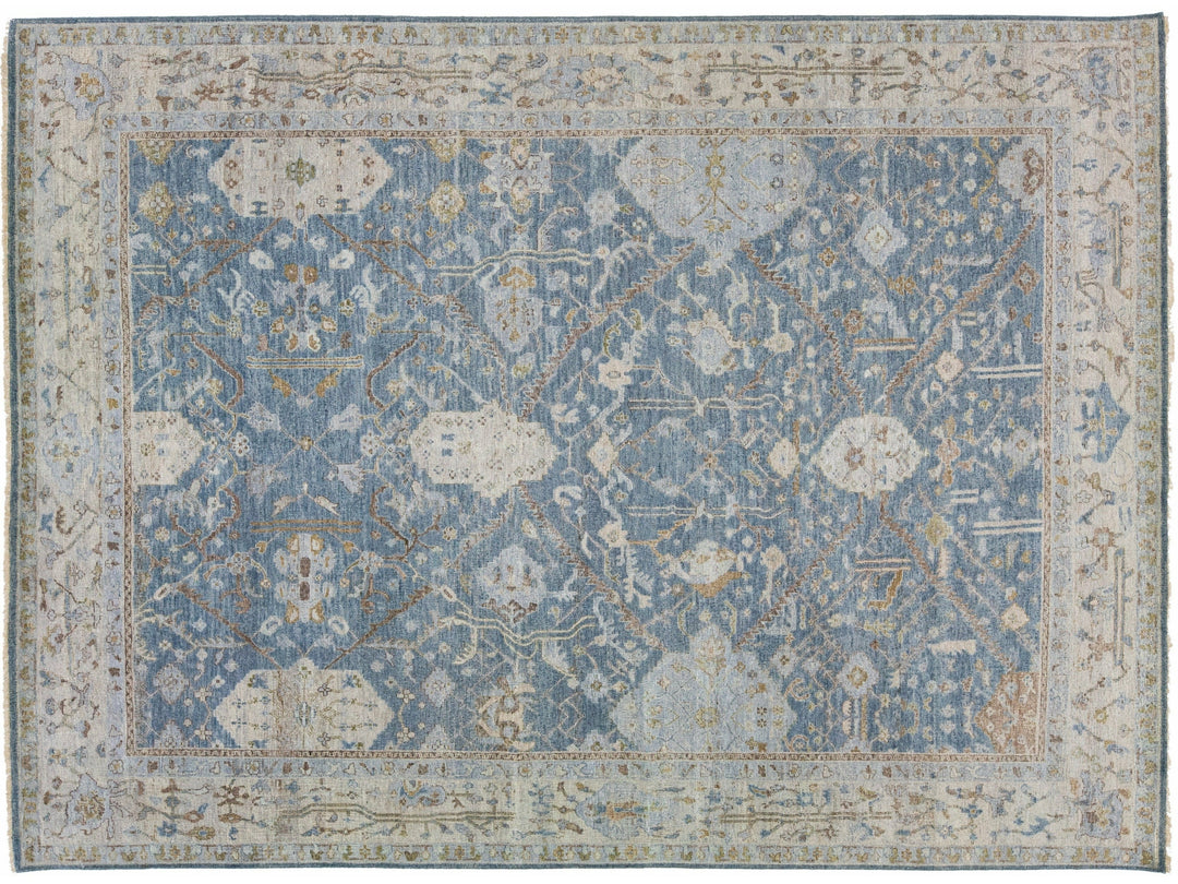 Apadana's Persian Malayer Style Handmade Blue Wool Rug