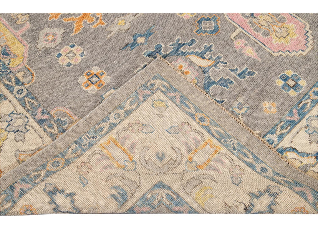 Modern Oushak Wool Rug 9 X 12