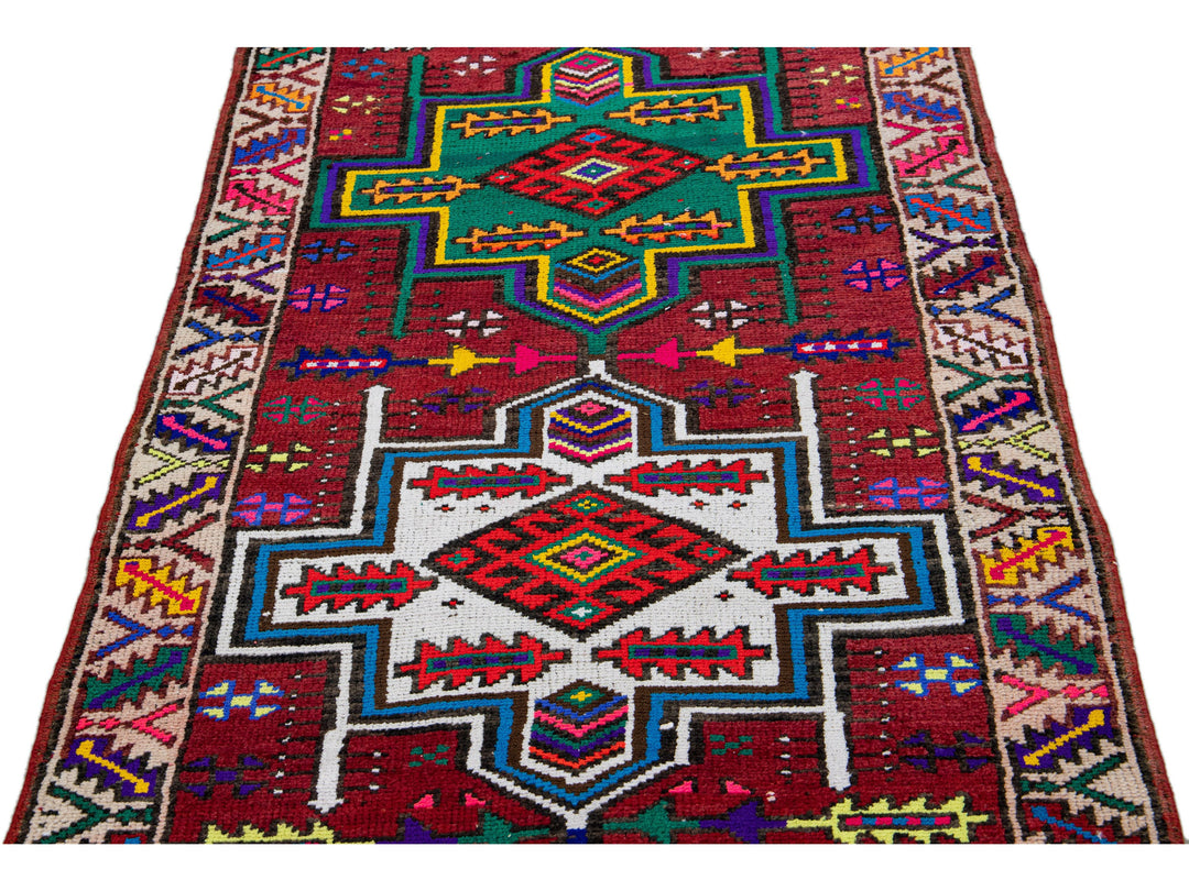 Vintage Turkish Tribal Wool Runner 3 X 12