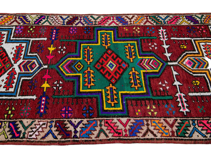 Vintage Turkish Tribal Wool Runner 3 X 12