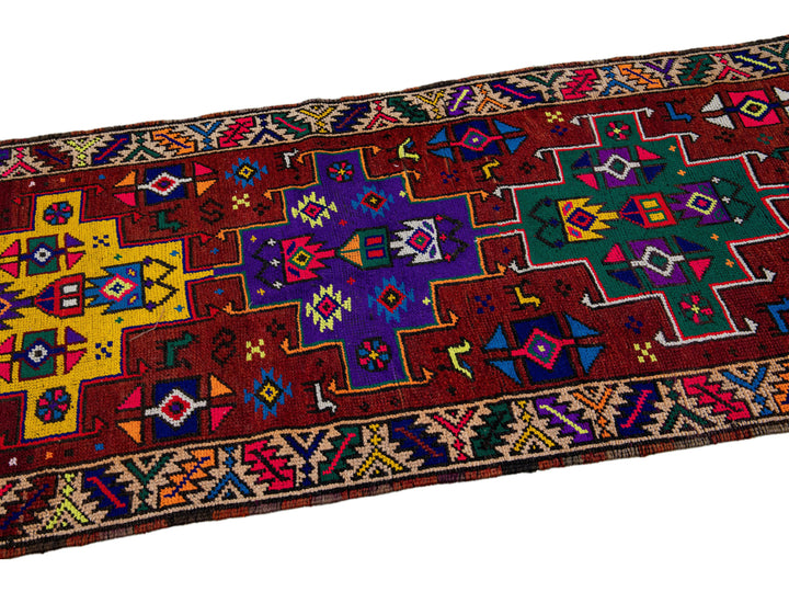 Vintage Turkish Tribal Wool Runner 3 X 13
