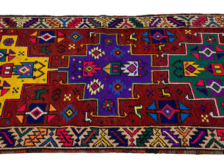 Vintage Turkish Tribal Wool Runner 3 X 13