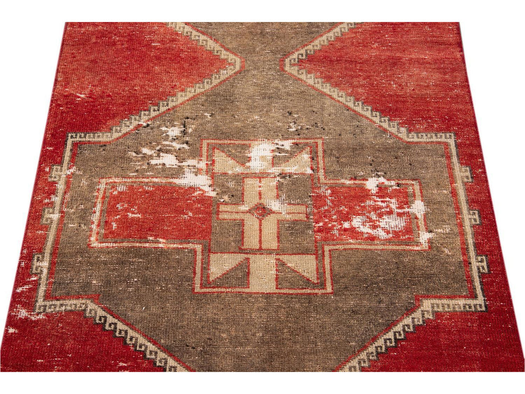 Vintage Turkish Geometric Wool Runner 3 X 13