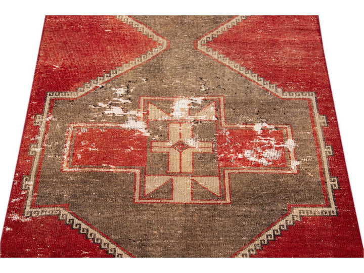 Vintage Turkish Geometric Wool Runner 3 X 13