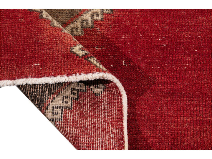 Vintage Turkish Geometric Wool Runner 3 X 13