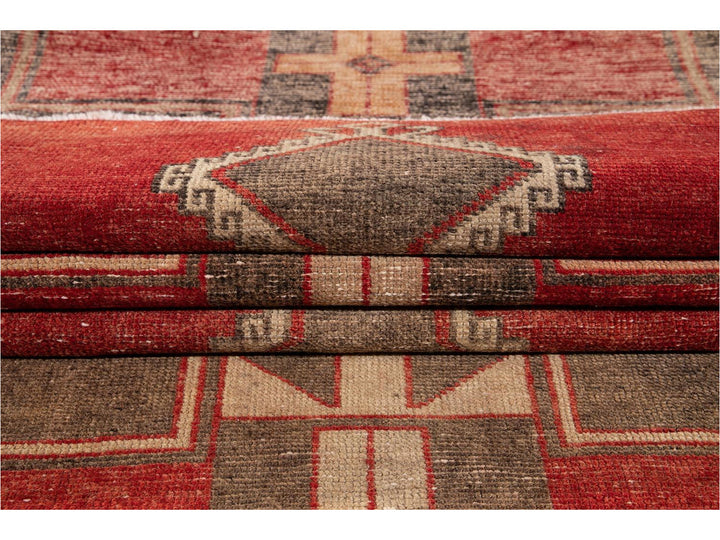 Vintage Turkish Geometric Wool Runner 3 X 13