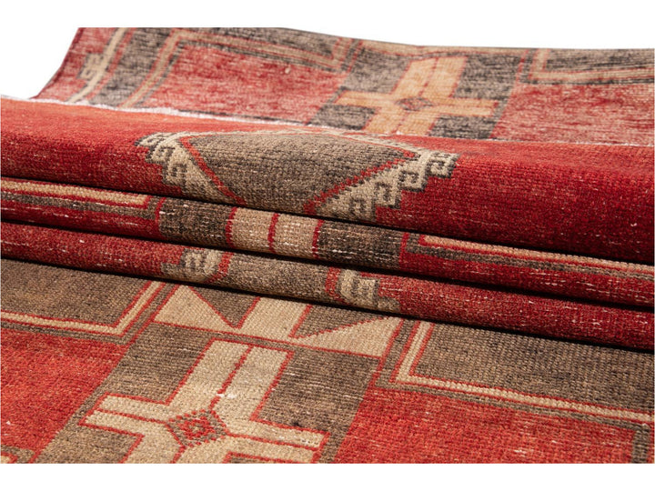 Vintage Turkish Geometric Wool Runner 3 X 13