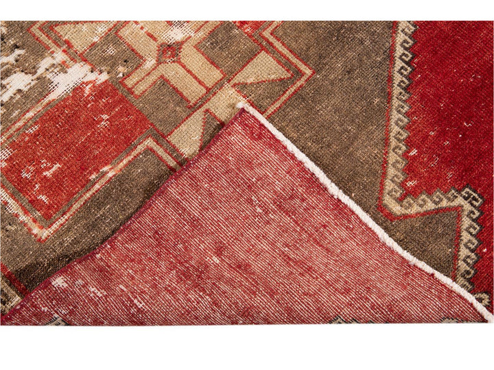 Vintage Turkish Geometric Wool Runner 3 X 13