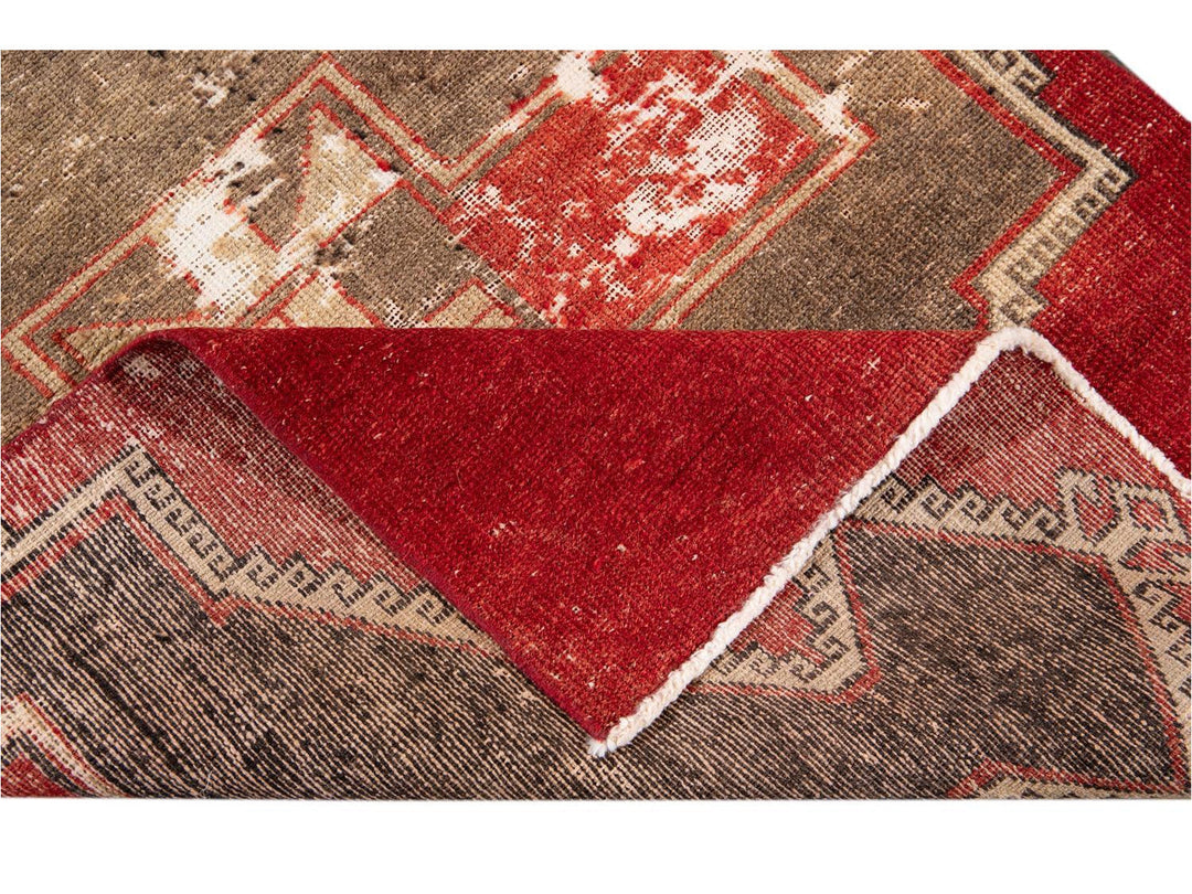 Vintage Turkish Geometric Wool Runner 3 X 13