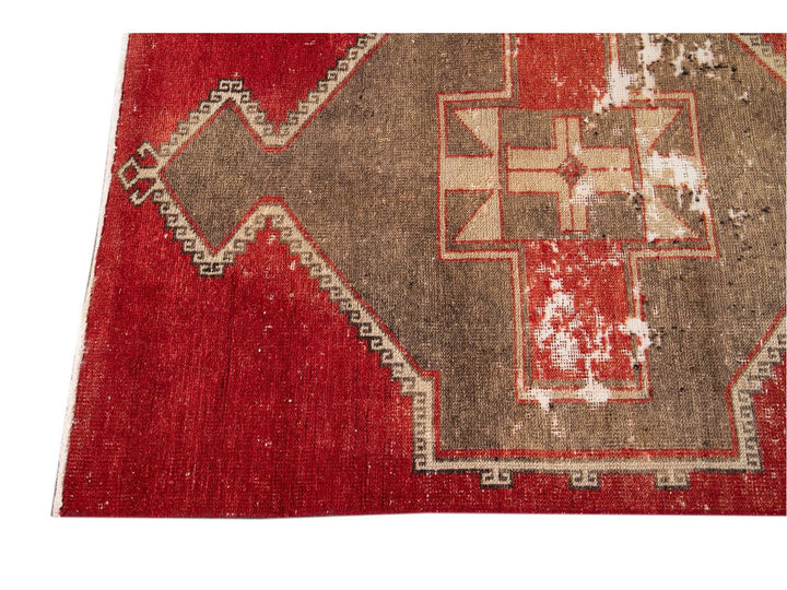 Vintage Turkish Geometric Wool Runner 3 X 13