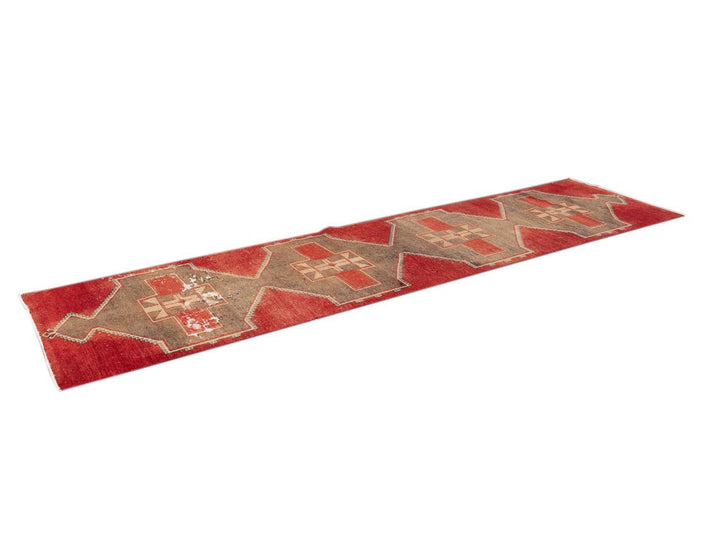 Vintage Turkish Geometric Wool Runner 3 X 13