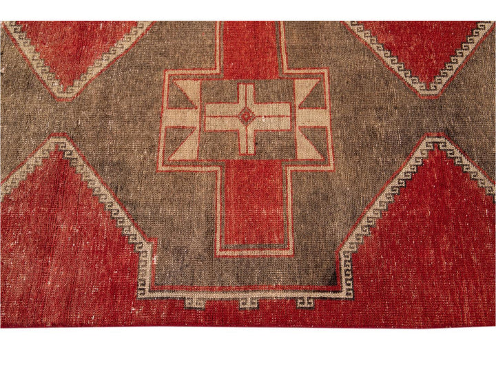 Vintage Turkish Geometric Wool Runner 3 X 13