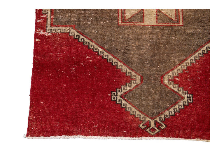 Vintage Turkish Geometric Wool Runner 3 X 13