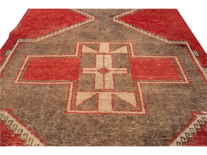 Vintage Turkish Geometric Wool Runner 3 X 13