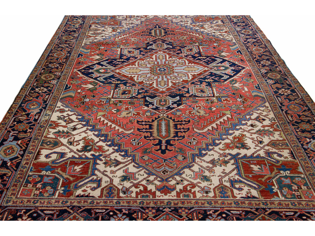 Antique Heriz Wool Rug 8 X 11