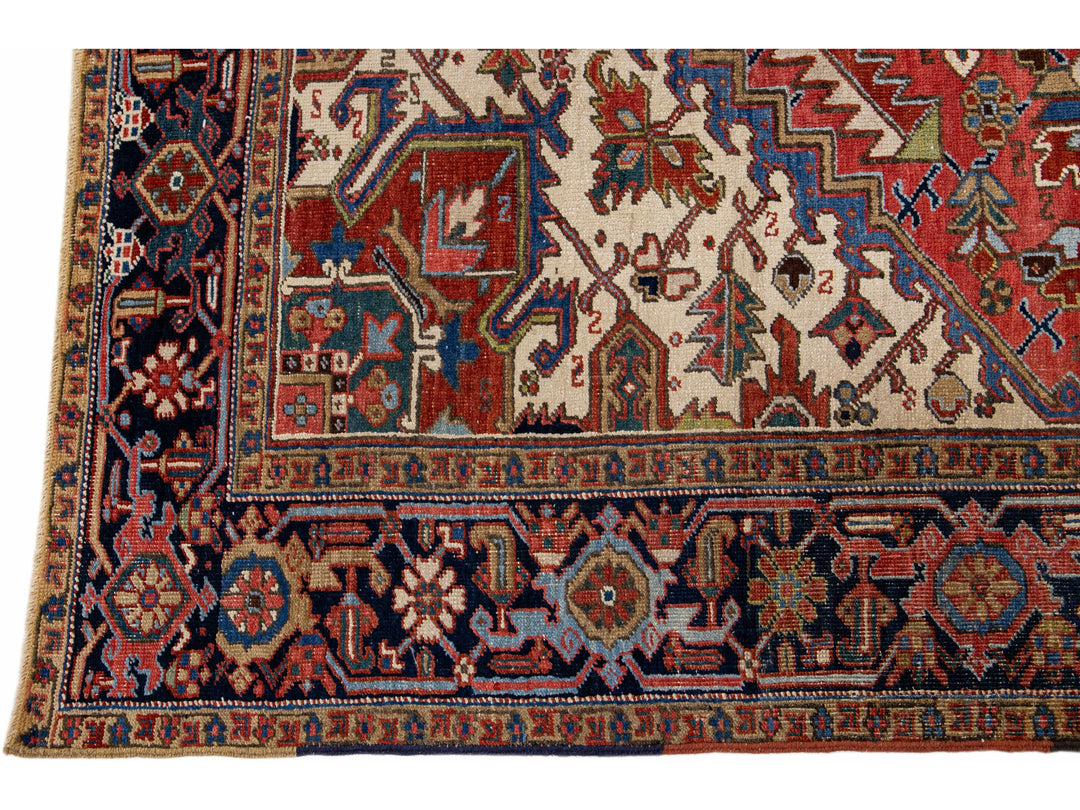 Antique Heriz Wool Rug 8 X 11