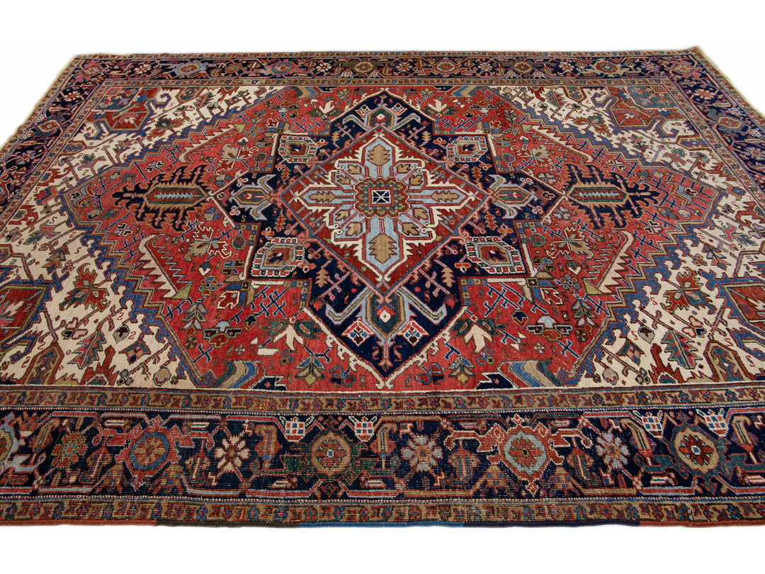 Antique Heriz Wool Rug 8 X 11
