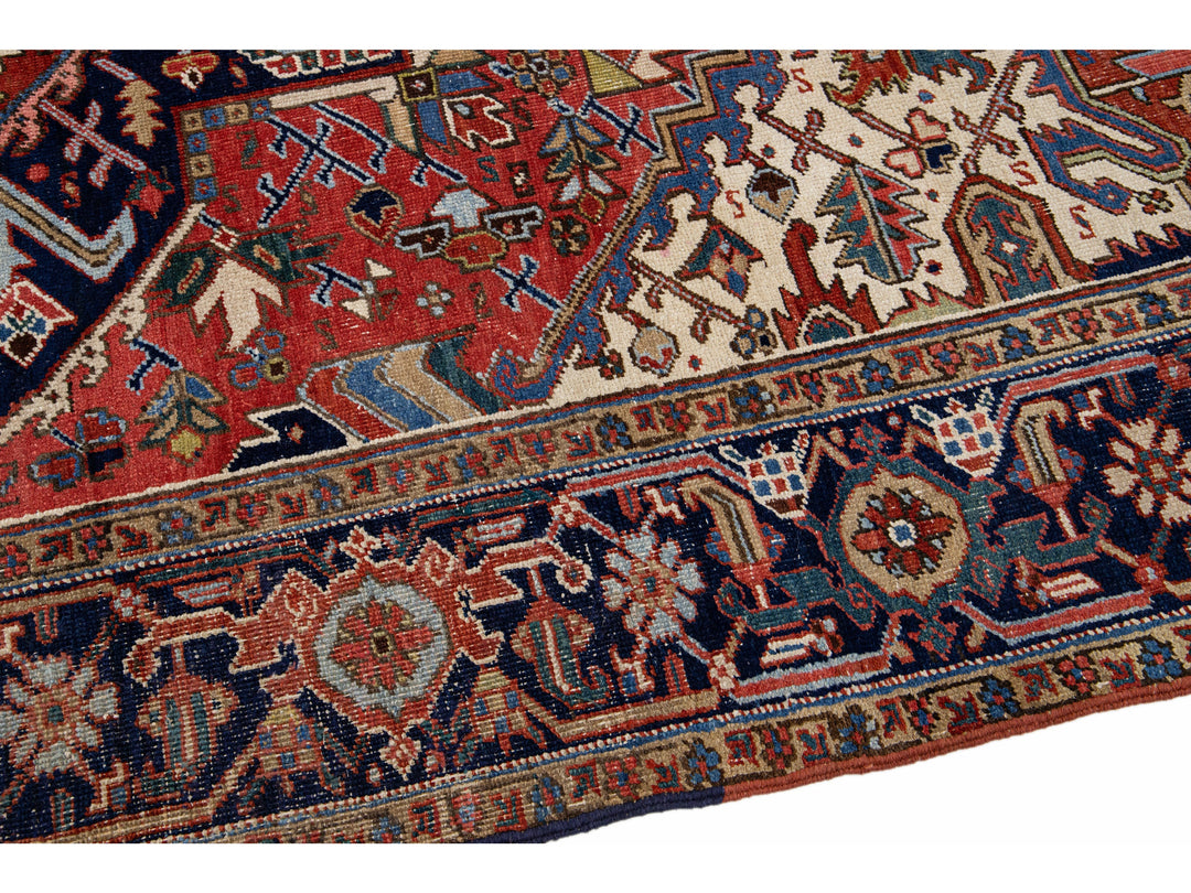 Antique Heriz Wool Rug 8 X 11