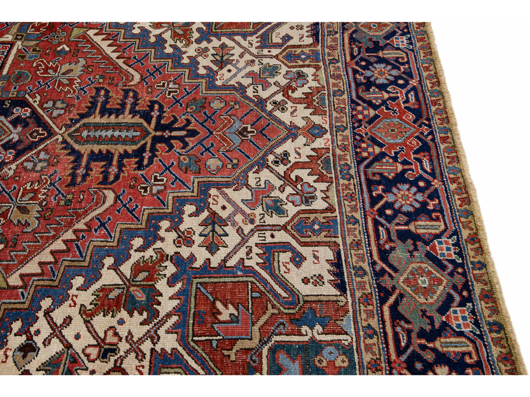 Antique Heriz Wool Rug 8 X 11