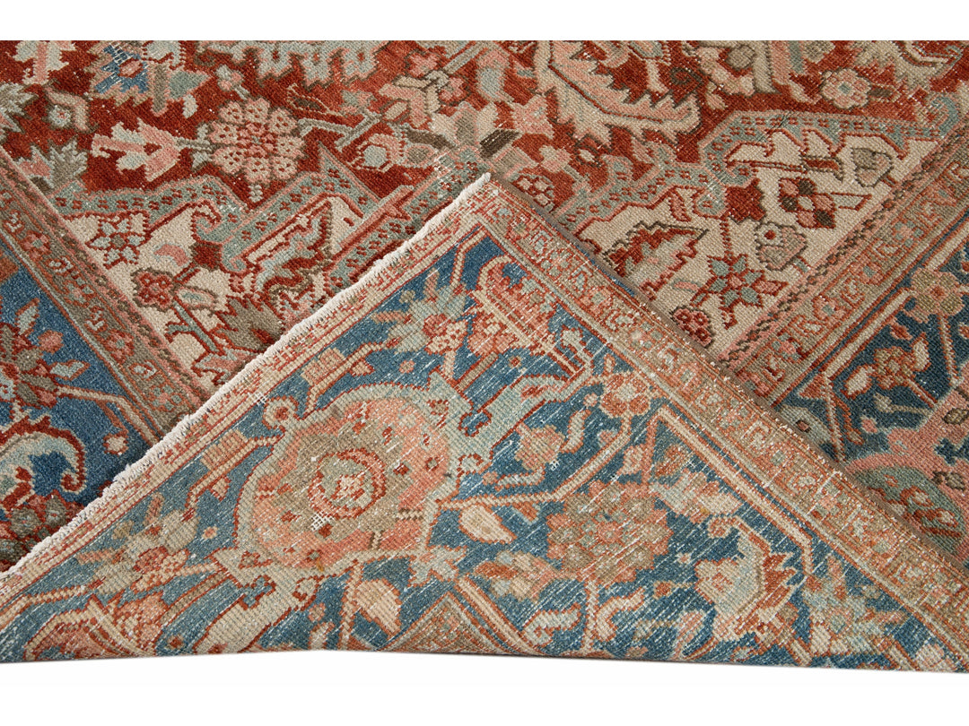 Antique Heriz Wool Rug 8 X 12