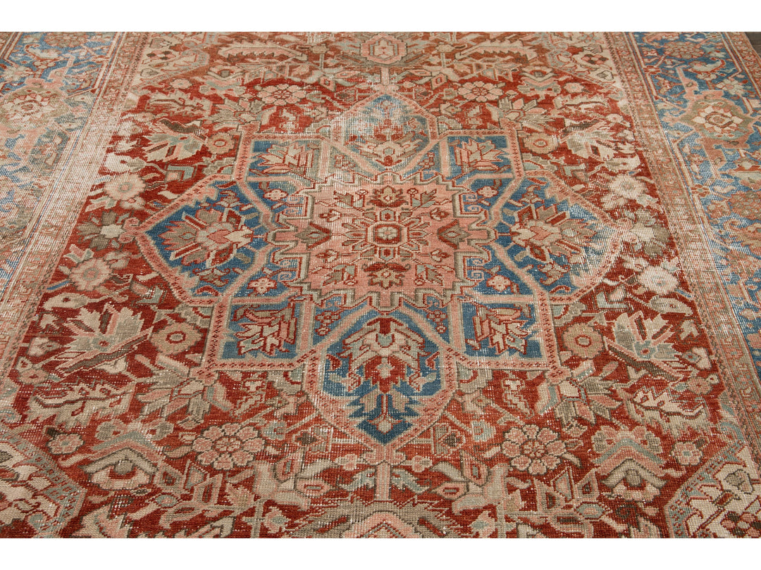 Antique Heriz Wool Rug 8 X 12