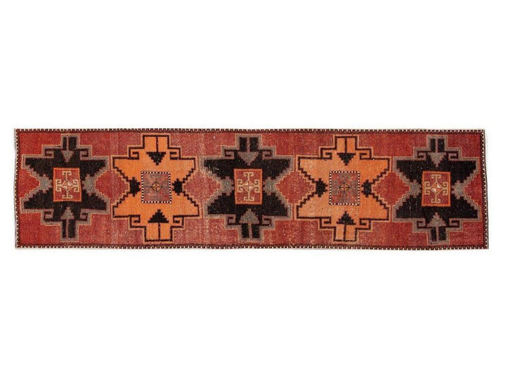 Vintage Turkish Geometric Wool Runner 3 X 11