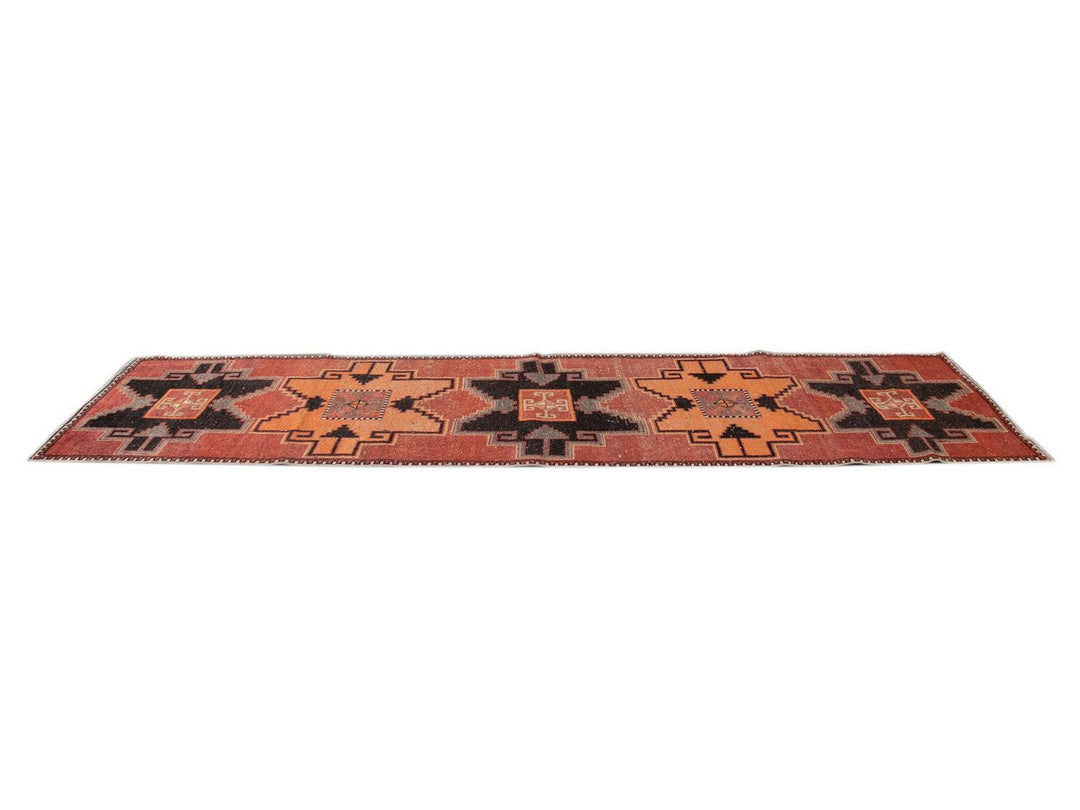 Vintage Turkish Geometric Wool Runner 3 X 11
