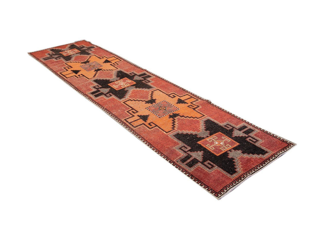 Vintage Turkish Geometric Wool Runner 3 X 11