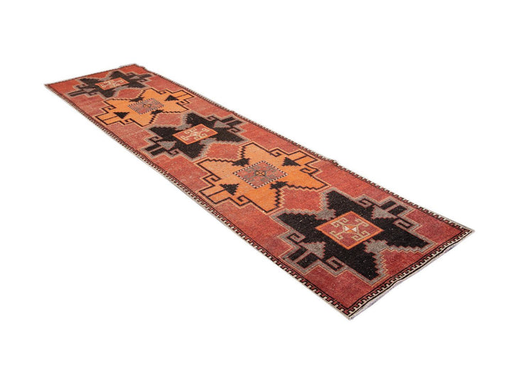 Vintage Turkish Geometric Wool Runner 3 X 11