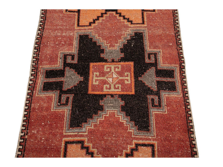 Vintage Turkish Geometric Wool Runner 3 X 11
