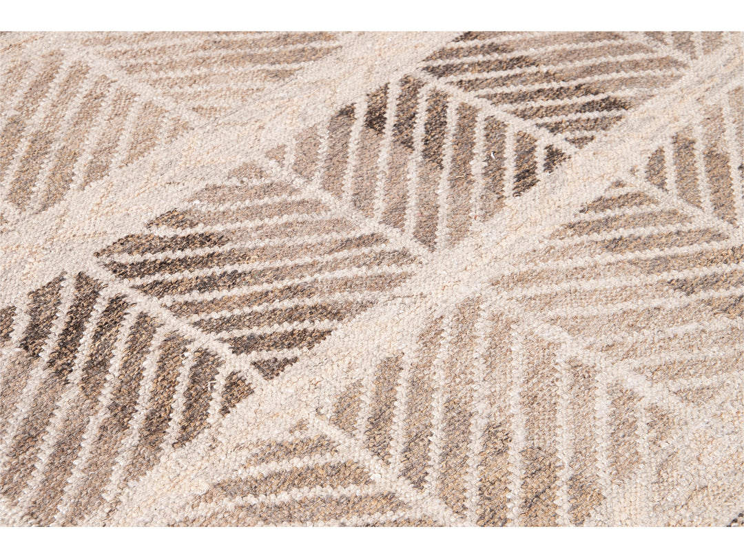 Modern Swedish Style Handmade Beige and Brown Oversize Designed Wool Rug