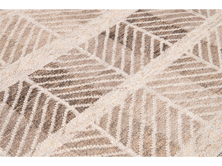 Modern Swedish Style Handmade Beige and Brown Oversize Designed Wool Rug