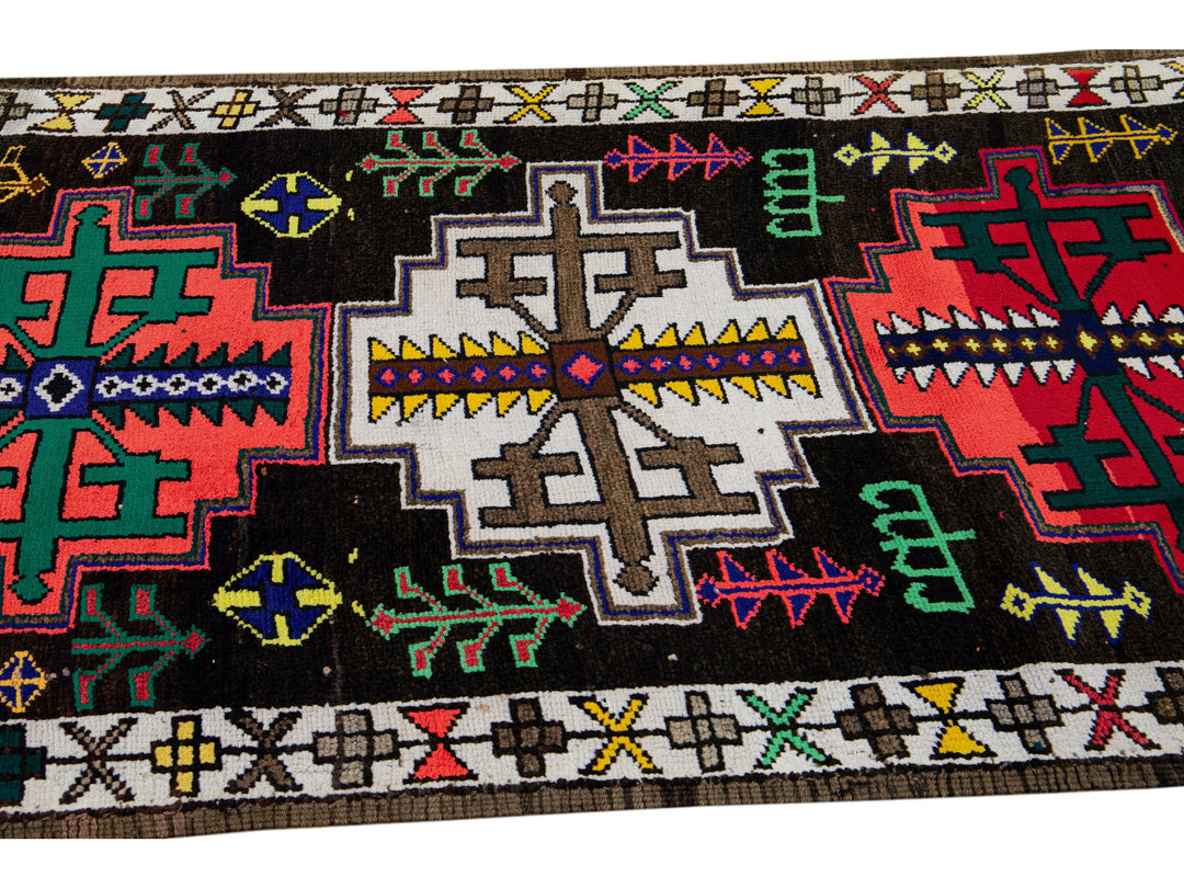Vintage Turkish Tribal Wool Runner 3 X 11