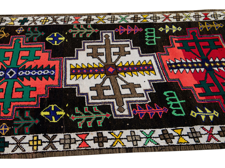 Vintage Turkish Tribal Wool Runner 3 X 11